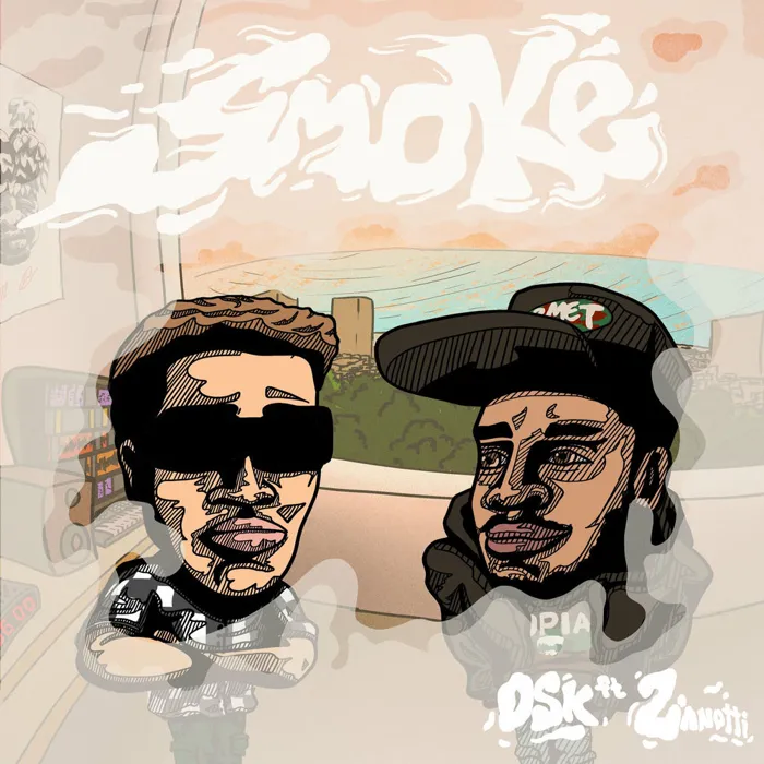 Smoke cover: illustrated portraits of Osk and Zanotti under smoky bubble lettering.